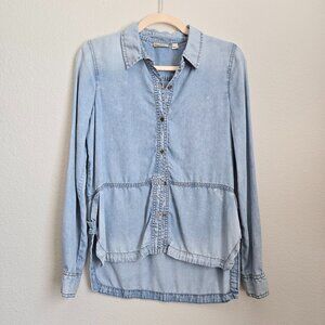 Holding Horses Chambray Bleached Effect Long Sleeve Button Down Size 2